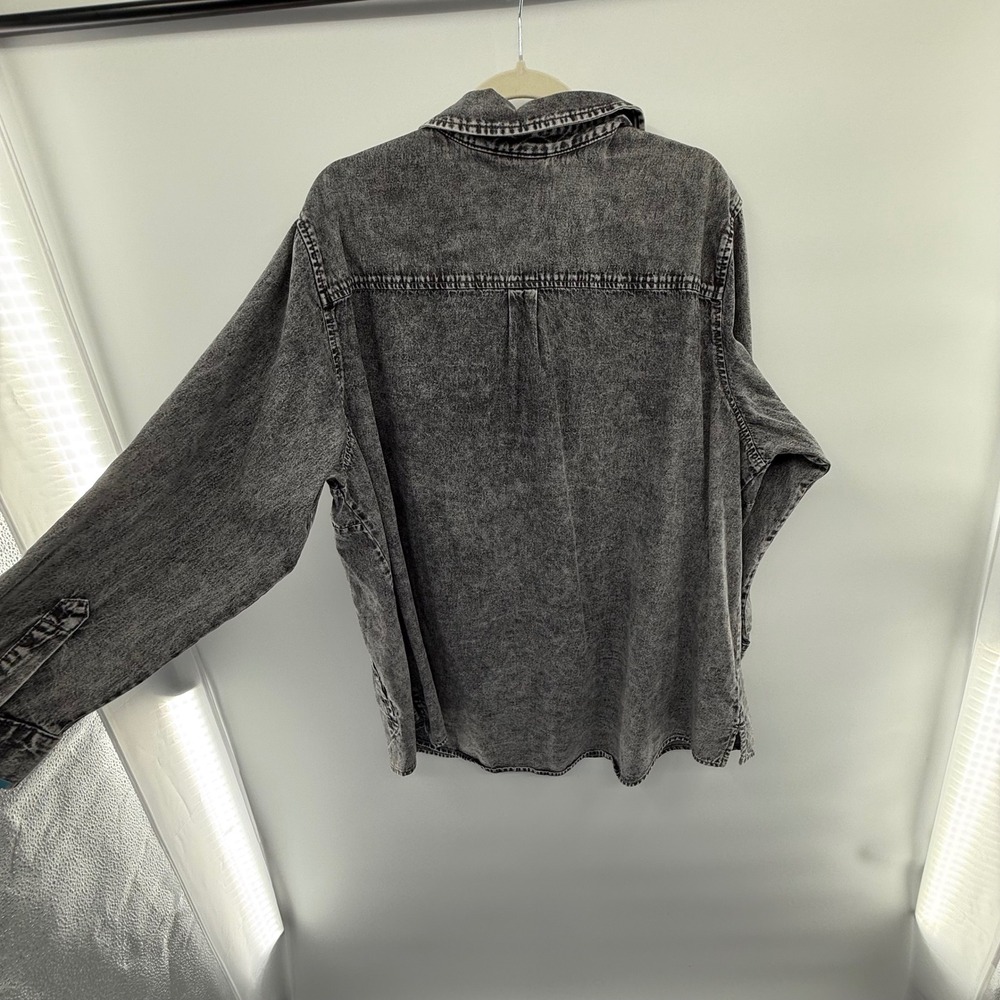 Joan Rivers 3X Black Acid Wash Denim Button Front Shirt Jacket‎ Oversized - Picture 4 of 5
